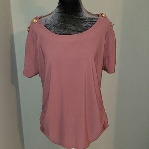 Elegant Mauve Women's Top with Button Accents